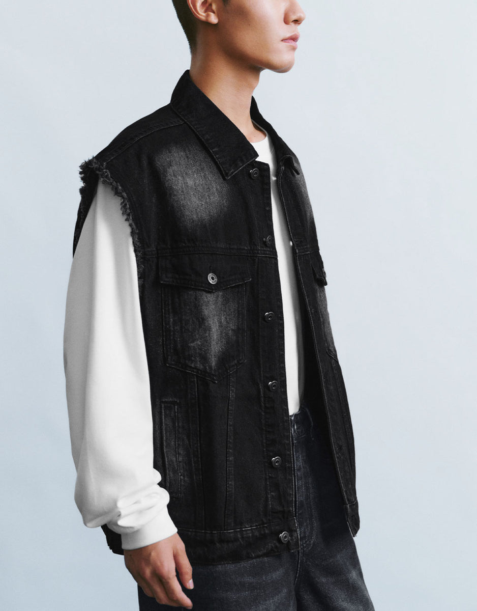 Distressed Denim Waistcoat Urban Revivo Thailand