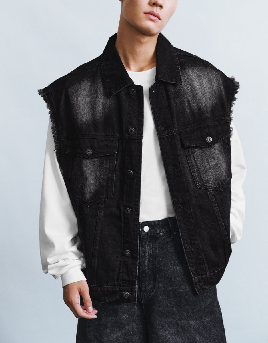 Distressed Denim Waistcoat Urban Revivo Thailand