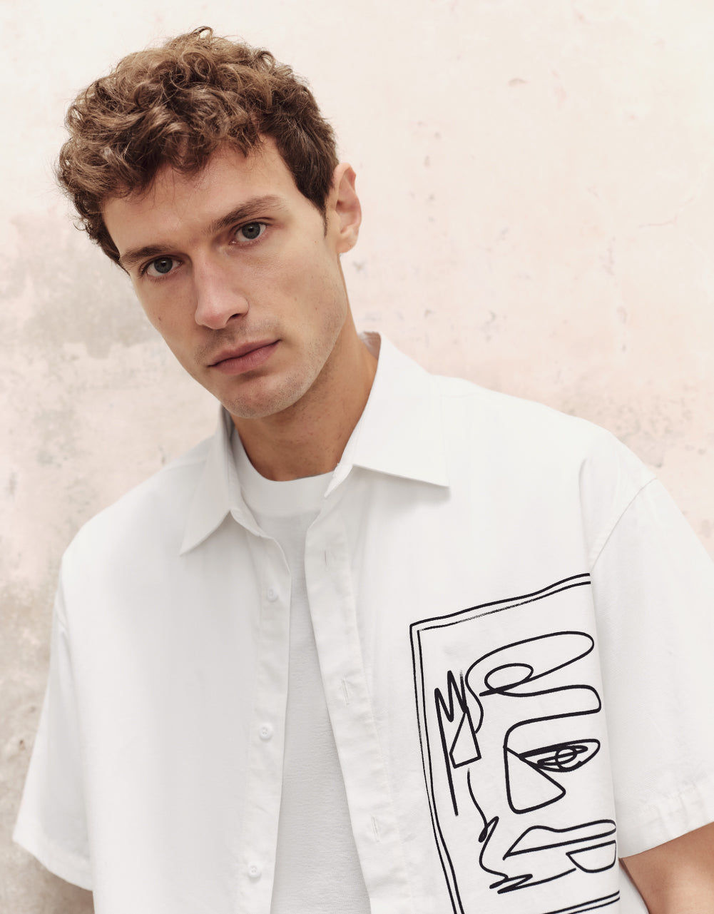 Line-Drawing Printed Loose Shirt