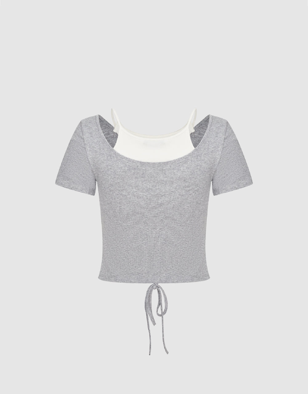 2 In 1 U Neck Skinny T-Shirt
