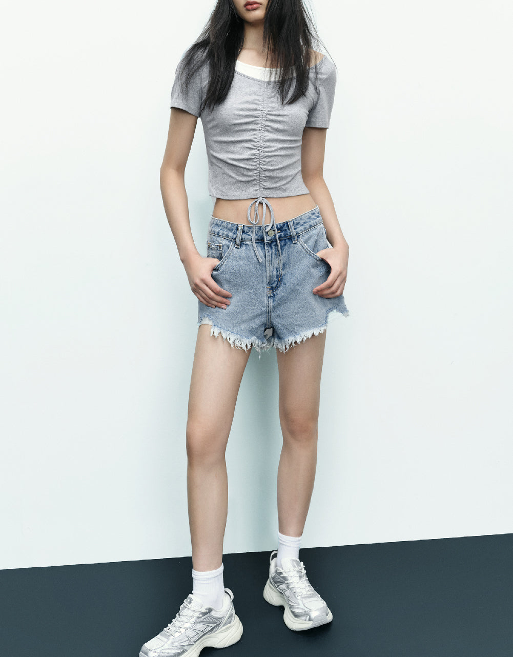 2 In 1 U Neck Skinny T-Shirt