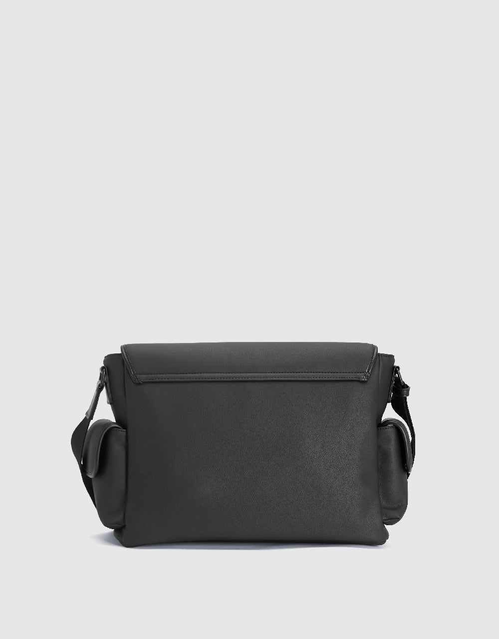 Double Buckled Vegan Leather Crossbody Bag