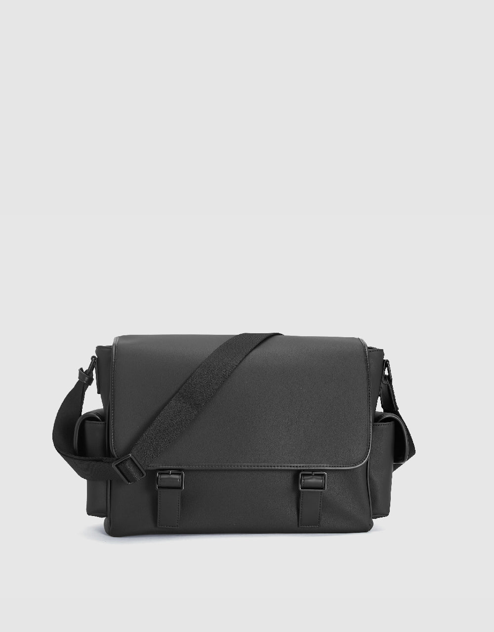 Double Buckled Vegan Leather Crossbody Bag