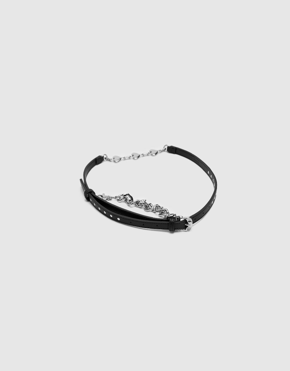 Vegan Leather Skinny Belt With Chain