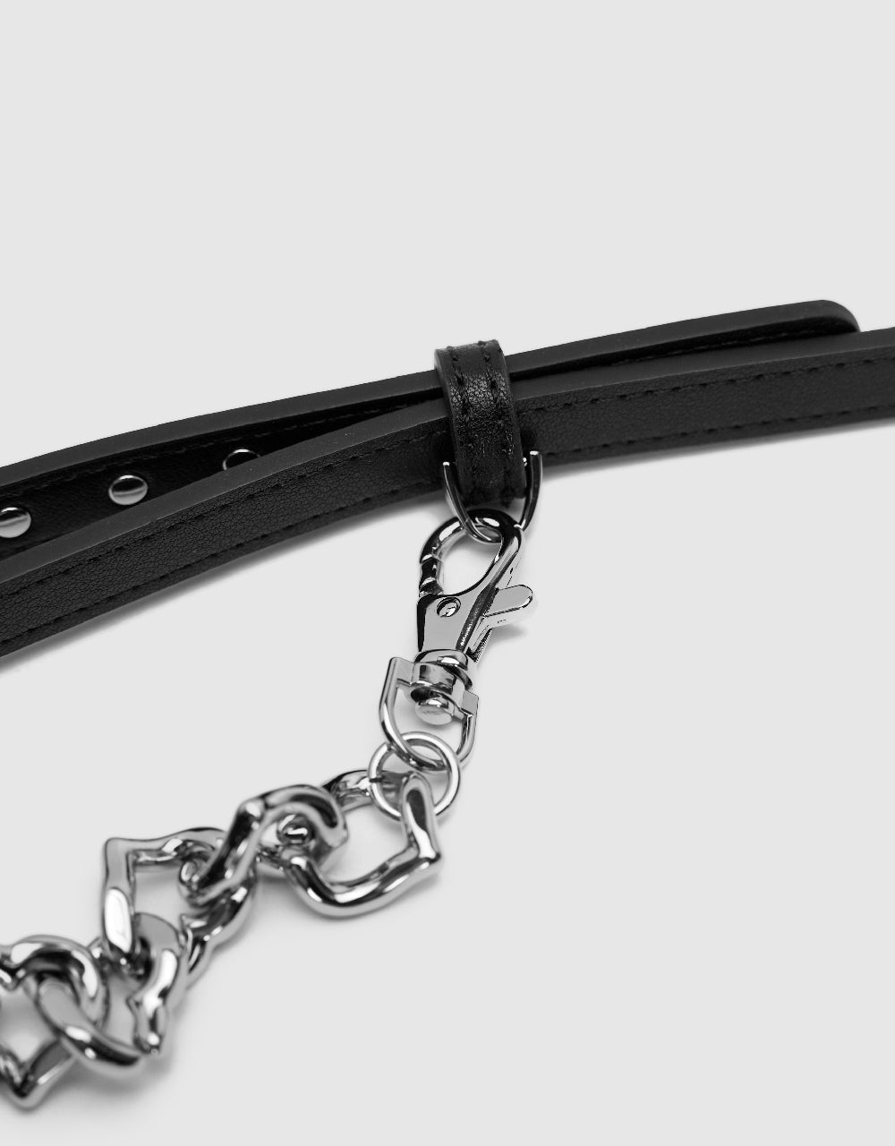 Vegan Leather Skinny Belt With Chain