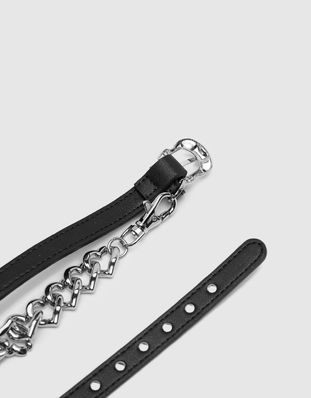 Vegan Leather Skinny Belt With Chain