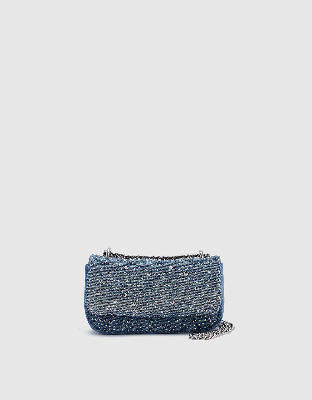 Rhinestone Décor Denim Shoulder Bag