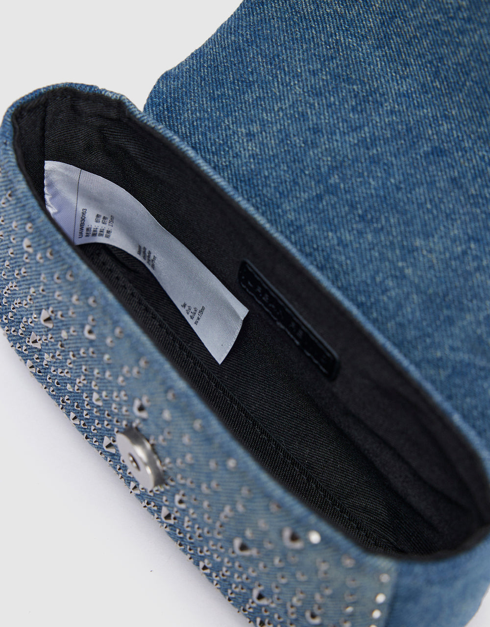 Rhinestone Décor Denim Shoulder Bag