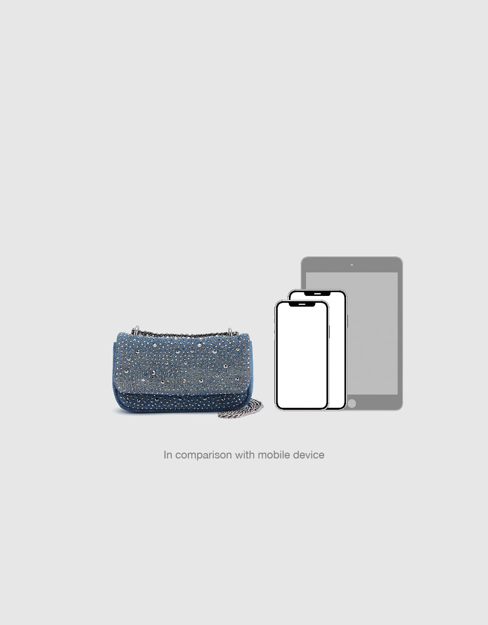 Rhinestone Décor Denim Shoulder Bag