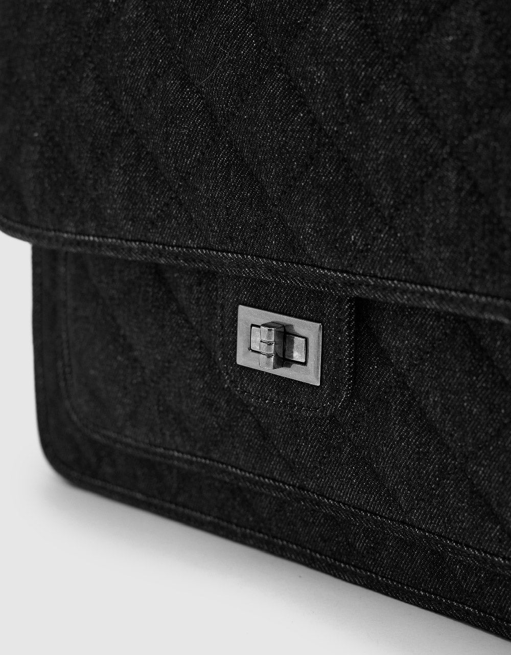 Quilted Denim Backpack With Stand Handle