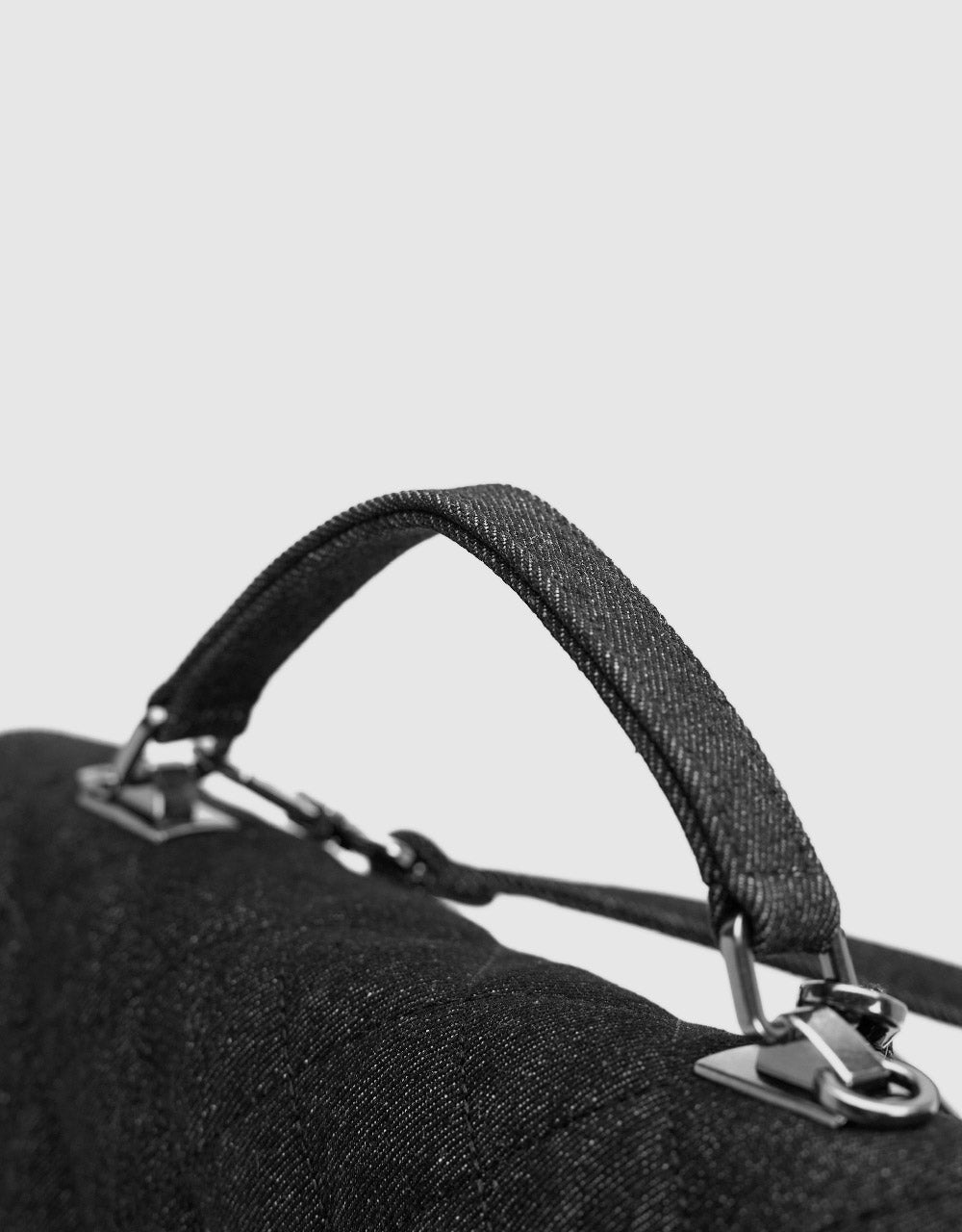 Quilted Denim Backpack With Stand Handle