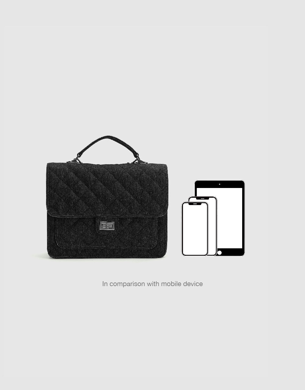 Quilted Denim Backpack With Stand Handle