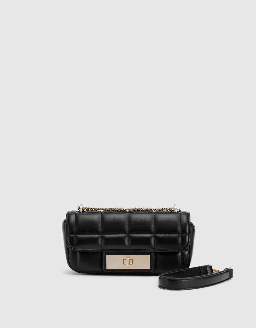 Quilted Turn-Lock Shoulder Bag
