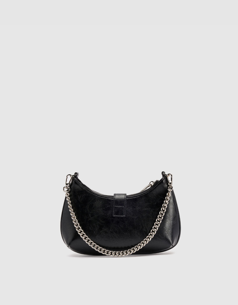 Vegan Leather Shoulder Bag With Buckle