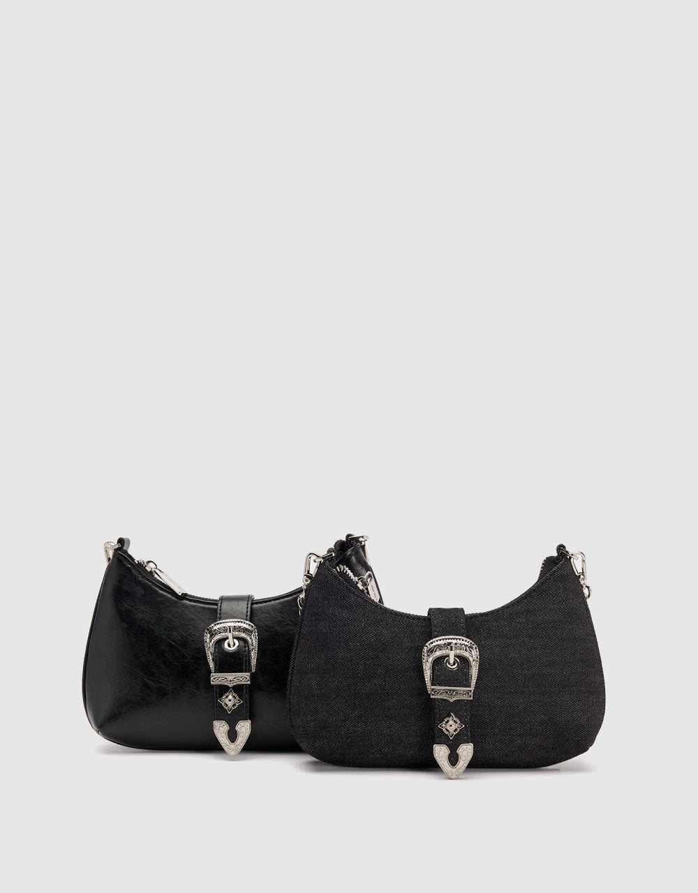 Vegan Leather Shoulder Bag With Buckle