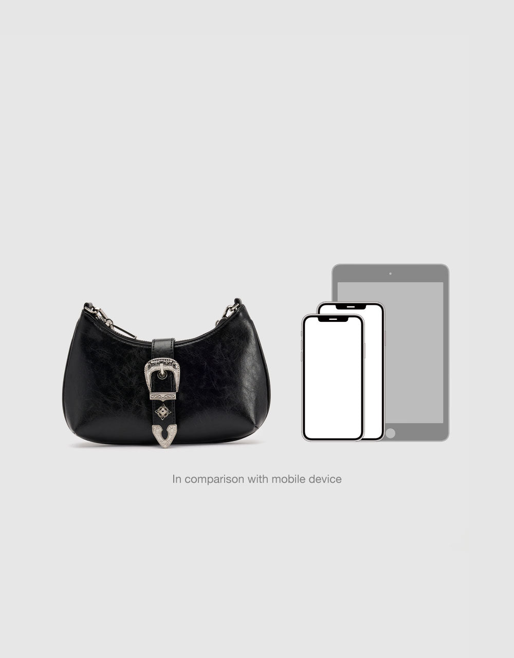 Vegan Leather Shoulder Bag With Buckle