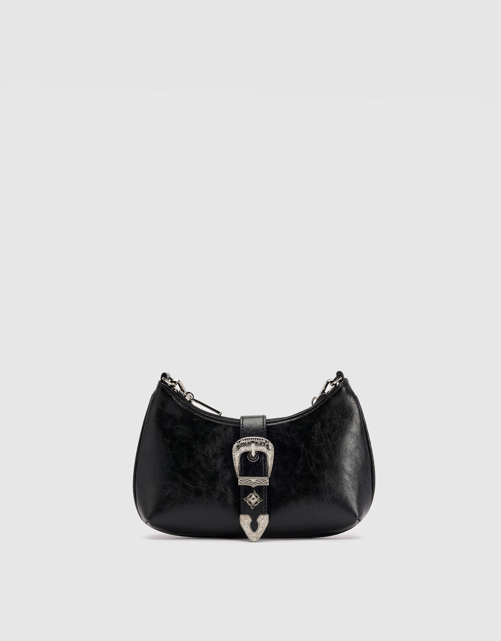 Vegan Leather Shoulder Bag With Buckle