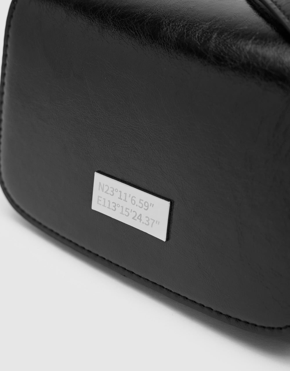 Shoulder Bag With Coordinates Plate