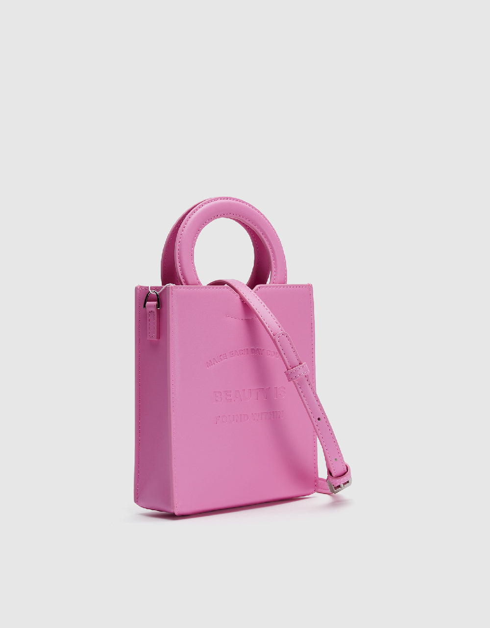 Embossed Vegan Leather Shoulder Bag
