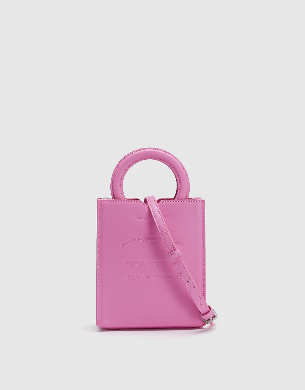 Embossed Vegan Leather Shoulder Bag