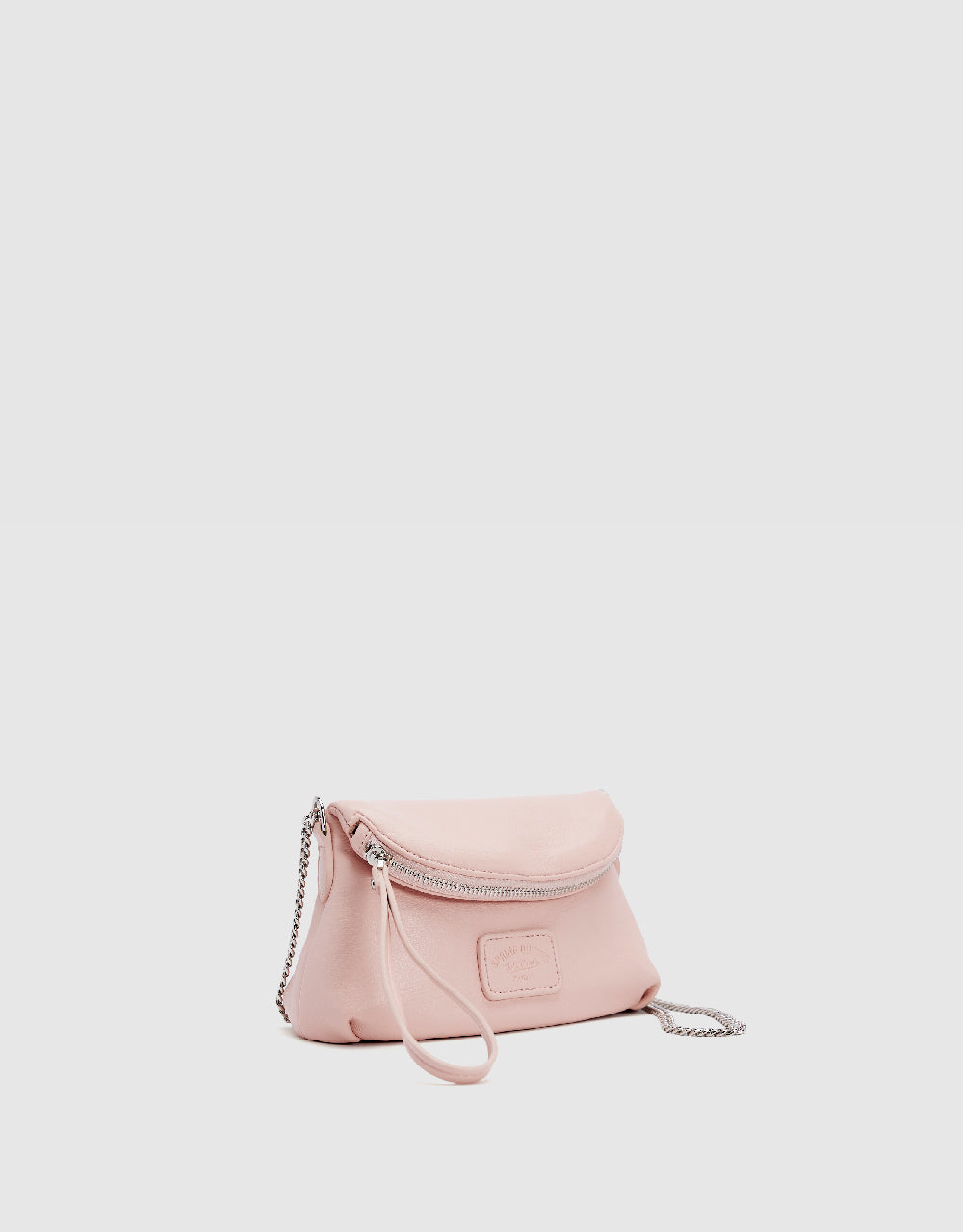 Zipper Front Vegan Leather Shoulder Bag