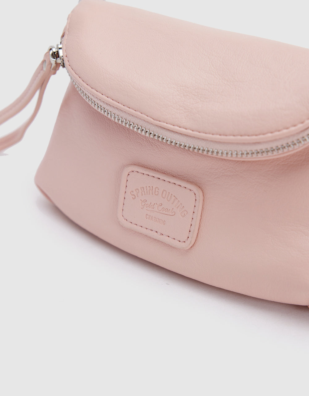 Zipper Front Vegan Leather Shoulder Bag
