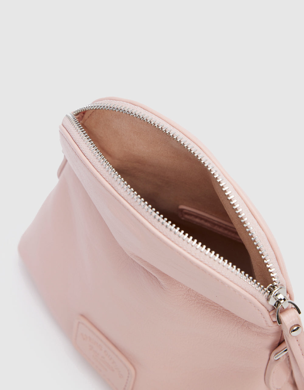 Zipper Front Vegan Leather Shoulder Bag