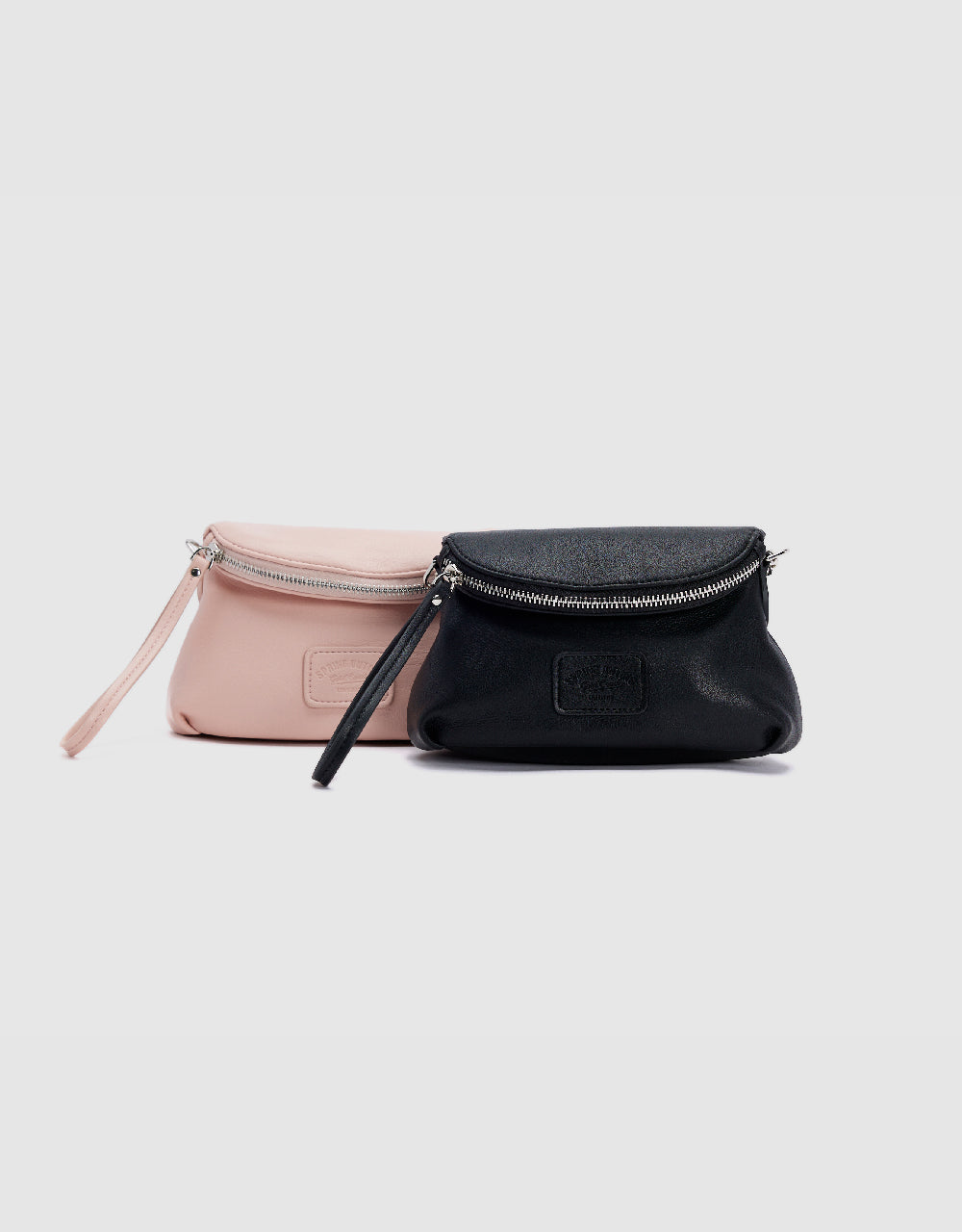 Zipper Front Vegan Leather Shoulder Bag