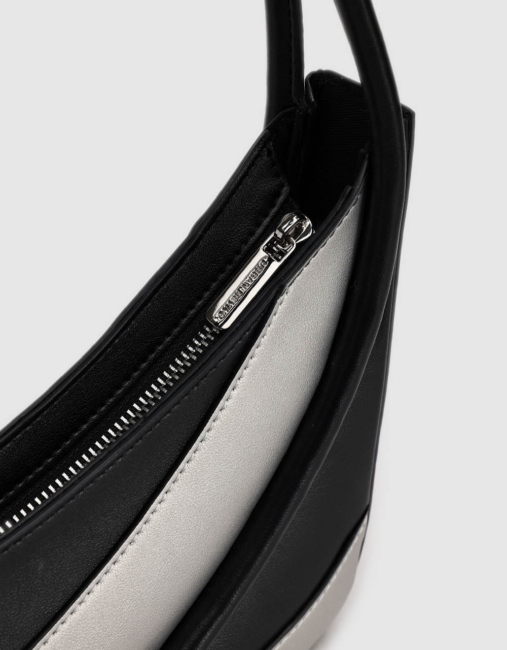 Two Toned Vegan Leather Shoulder Bag