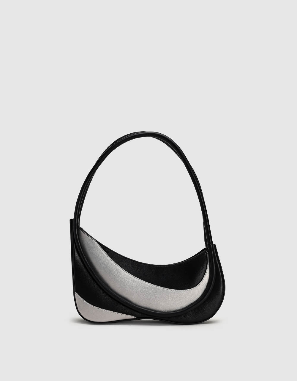 Two Toned Vegan Leather Shoulder Bag