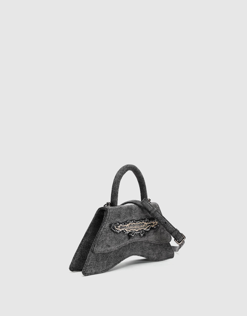 Stand Handle Denim Shoulder Bag
