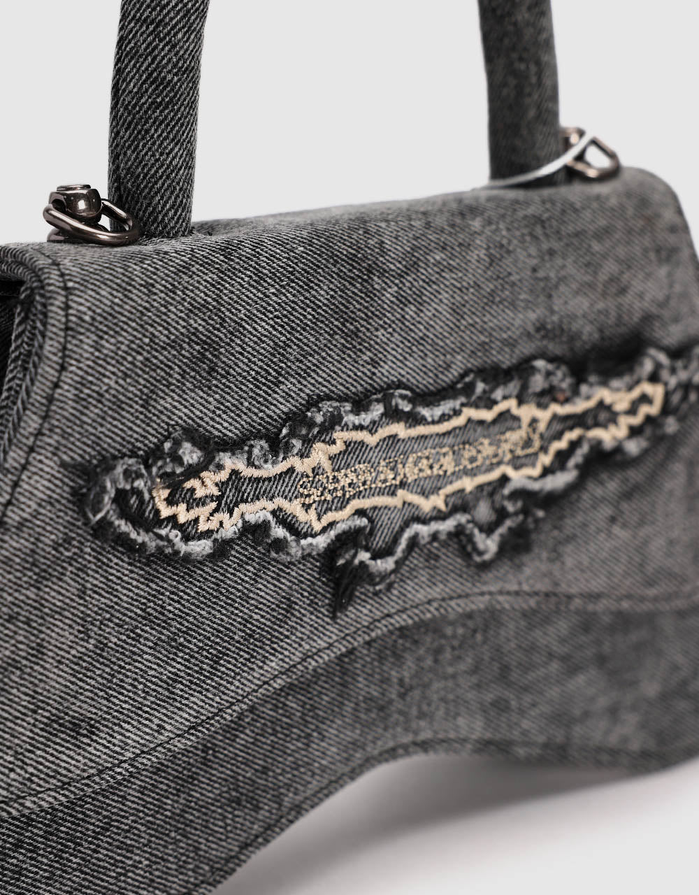 Stand Handle Denim Shoulder Bag