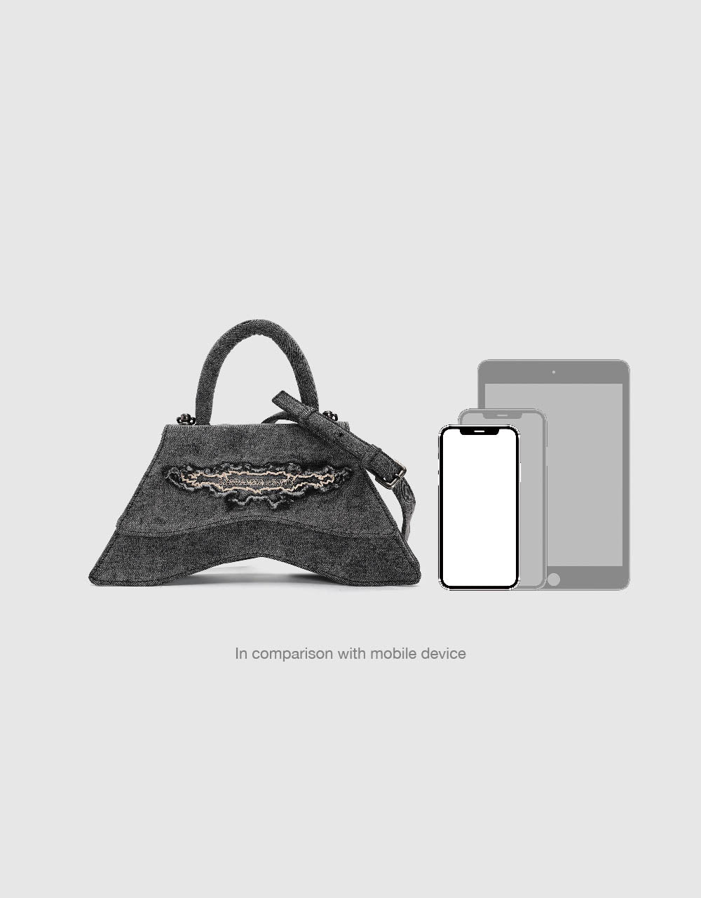 Stand Handle Denim Shoulder Bag