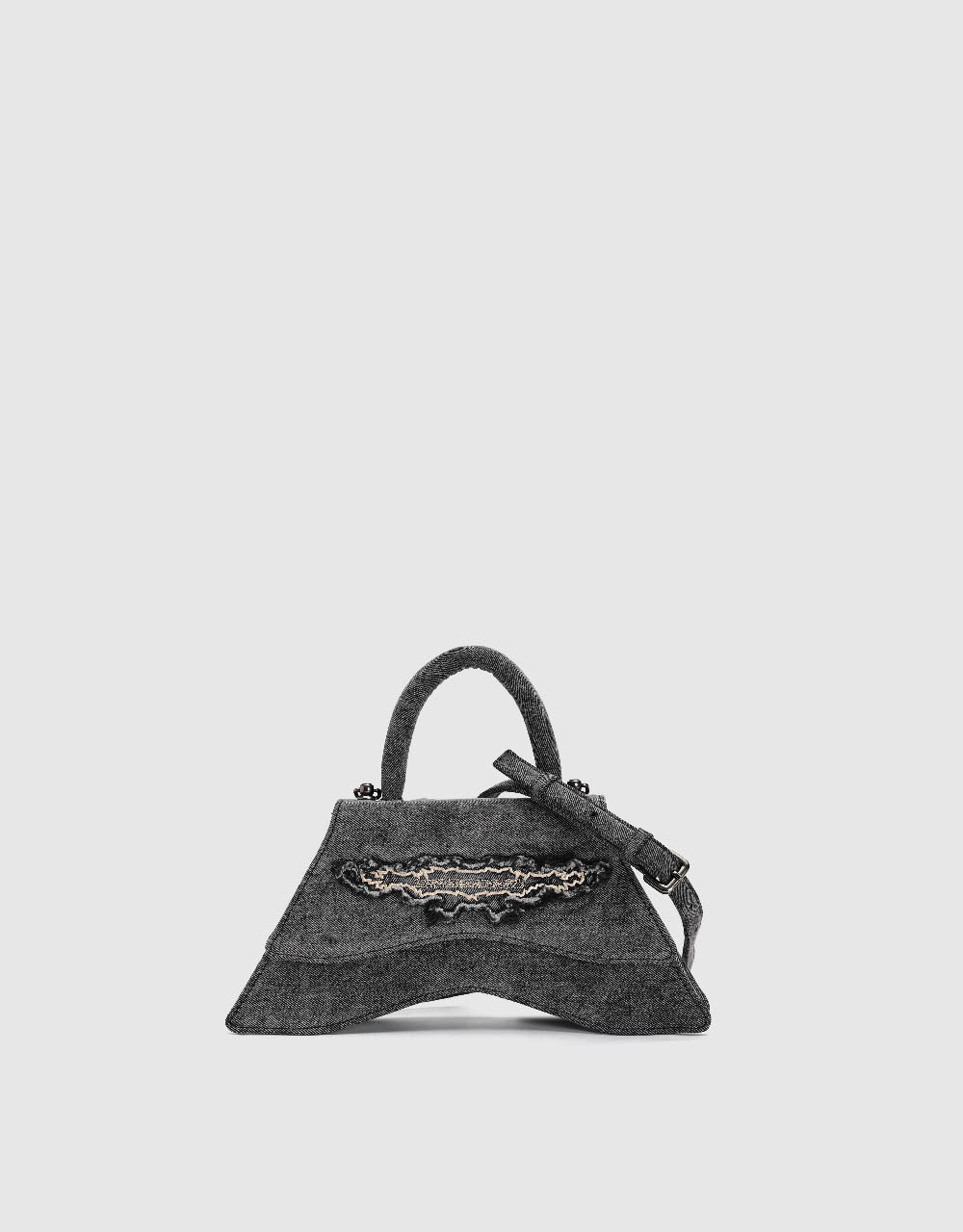 Stand Handle Denim Shoulder Bag
