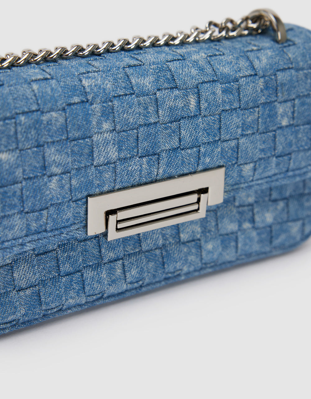 Chained Denim Shoulder Bag