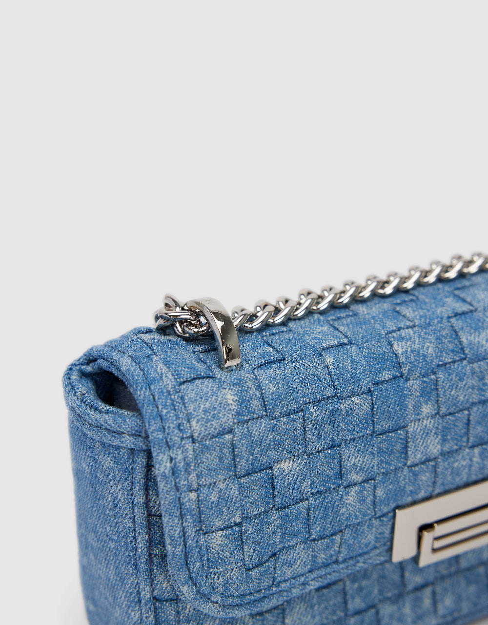 Chained Denim Shoulder Bag