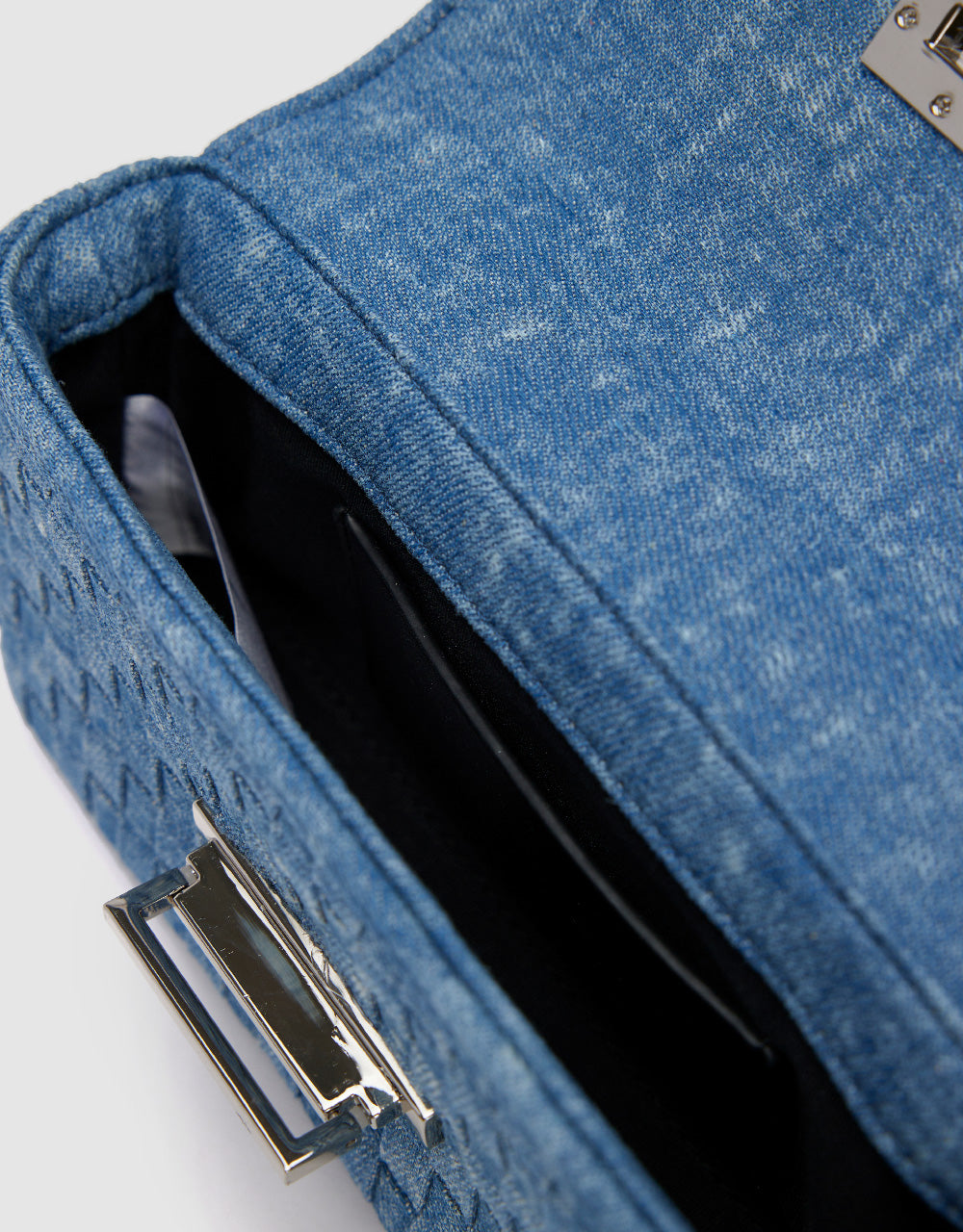 Chained Denim Shoulder Bag