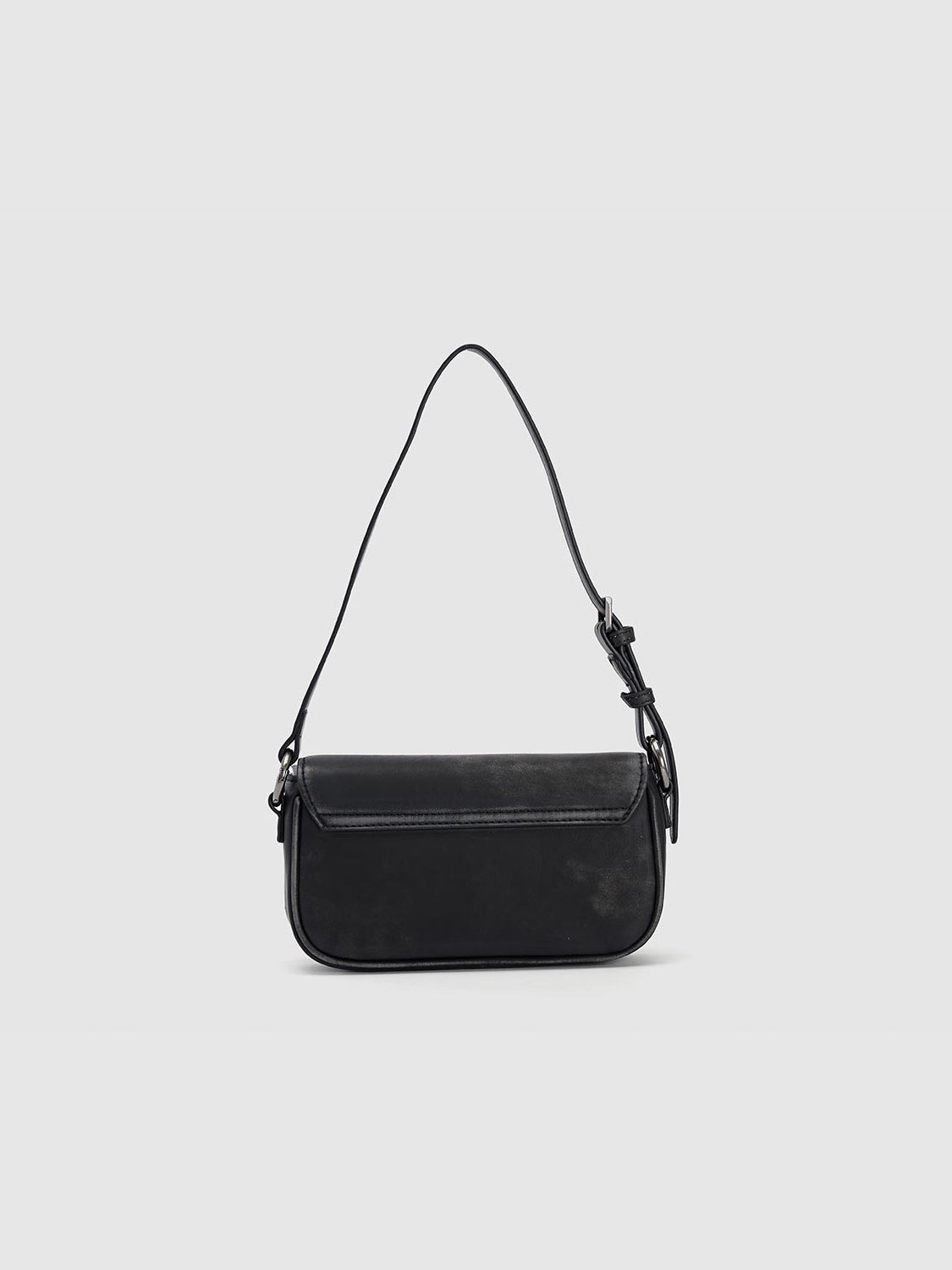 Buckle Décor Vegan Leather Shoulder Bag