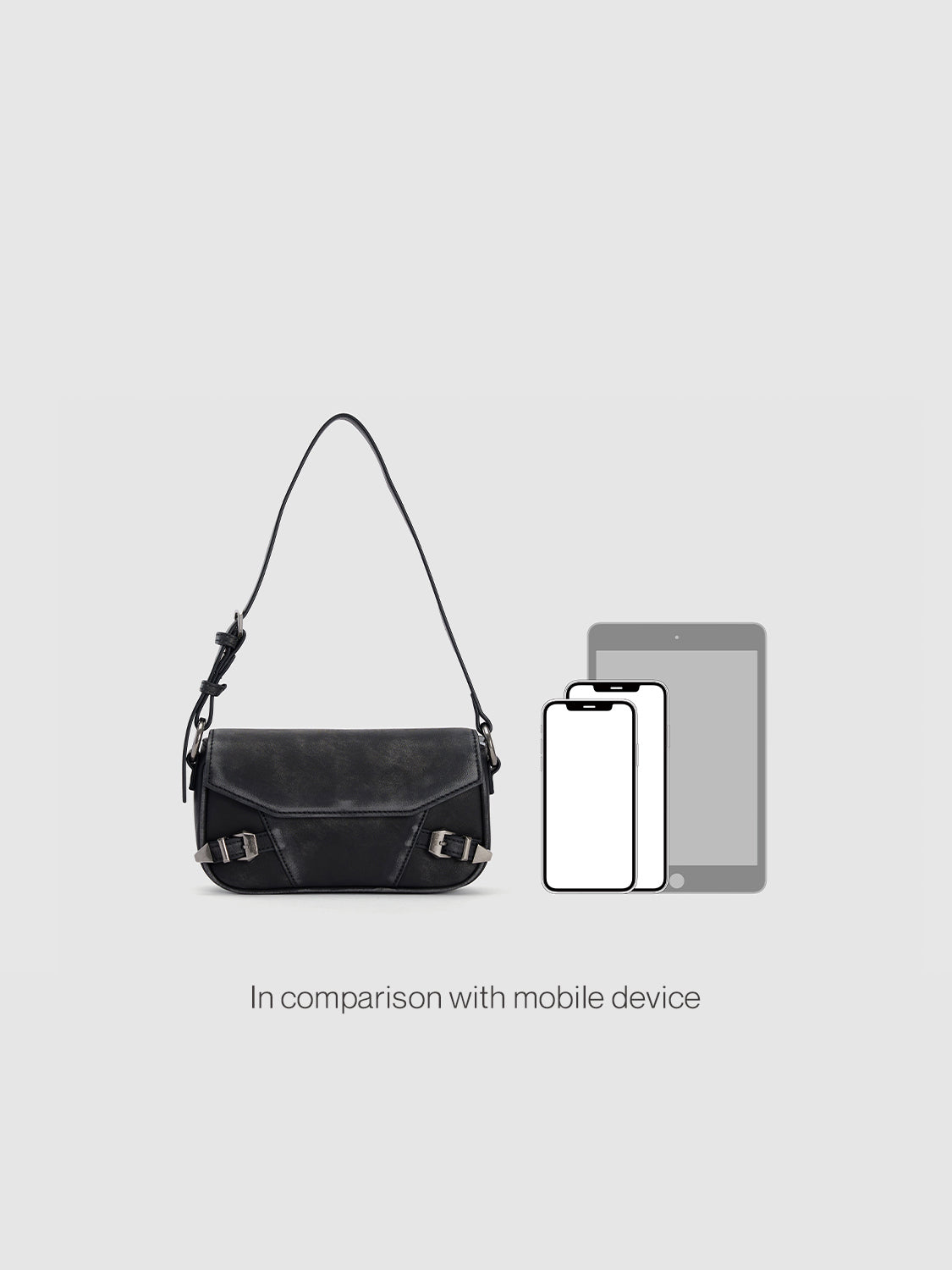 Buckle Décor Vegan Leather Shoulder Bag
