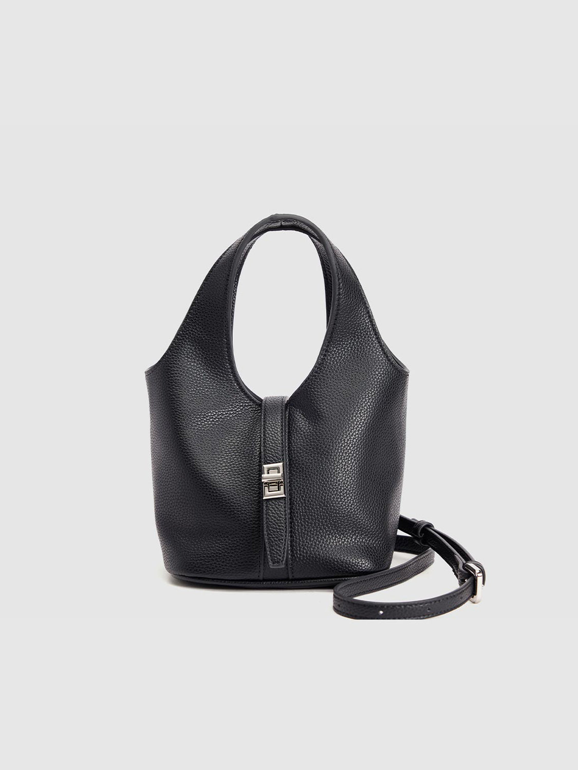 Litchi Embossed Vegan Leather Shoulder Bag