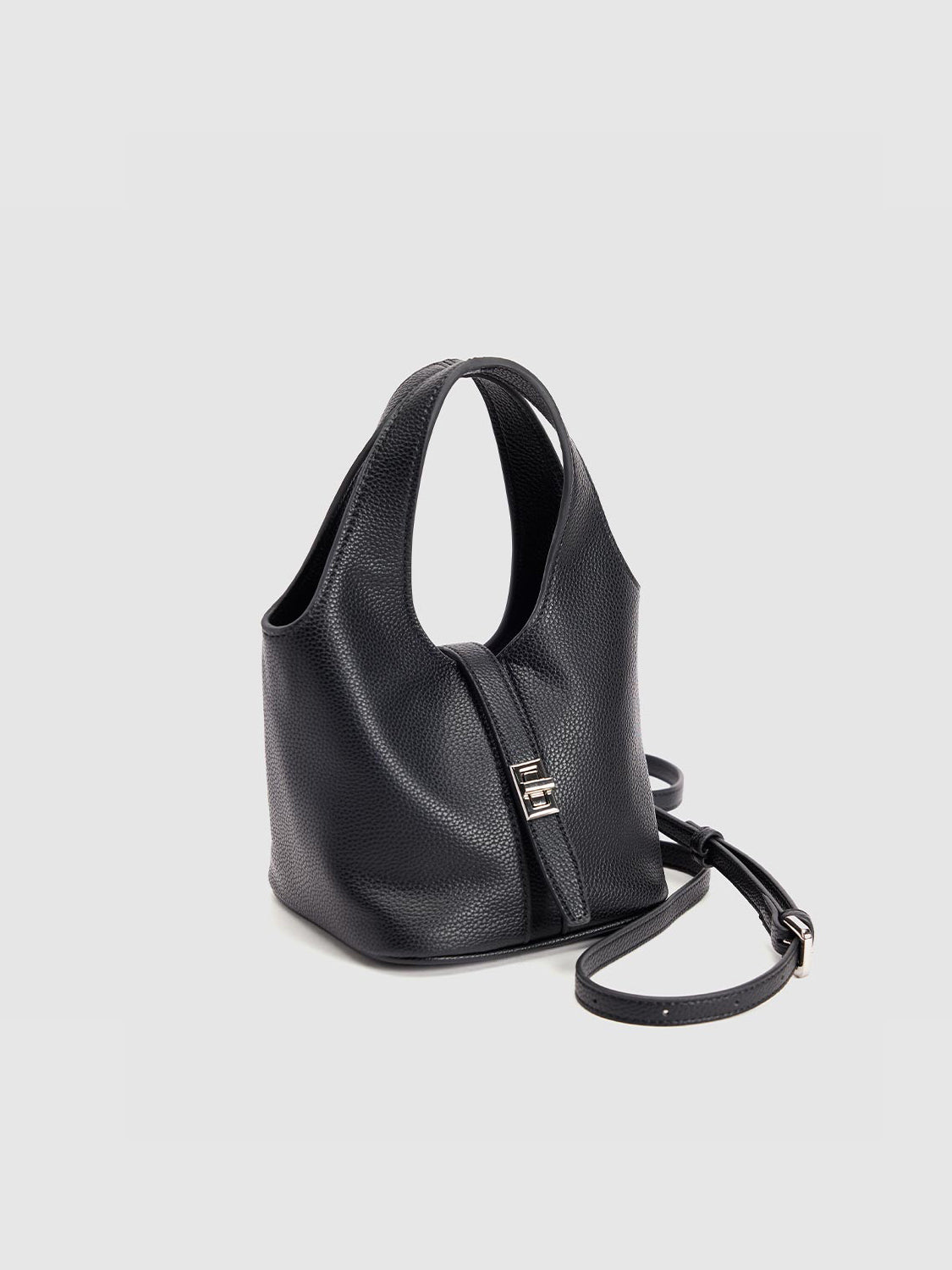 Litchi Embossed Vegan Leather Shoulder Bag