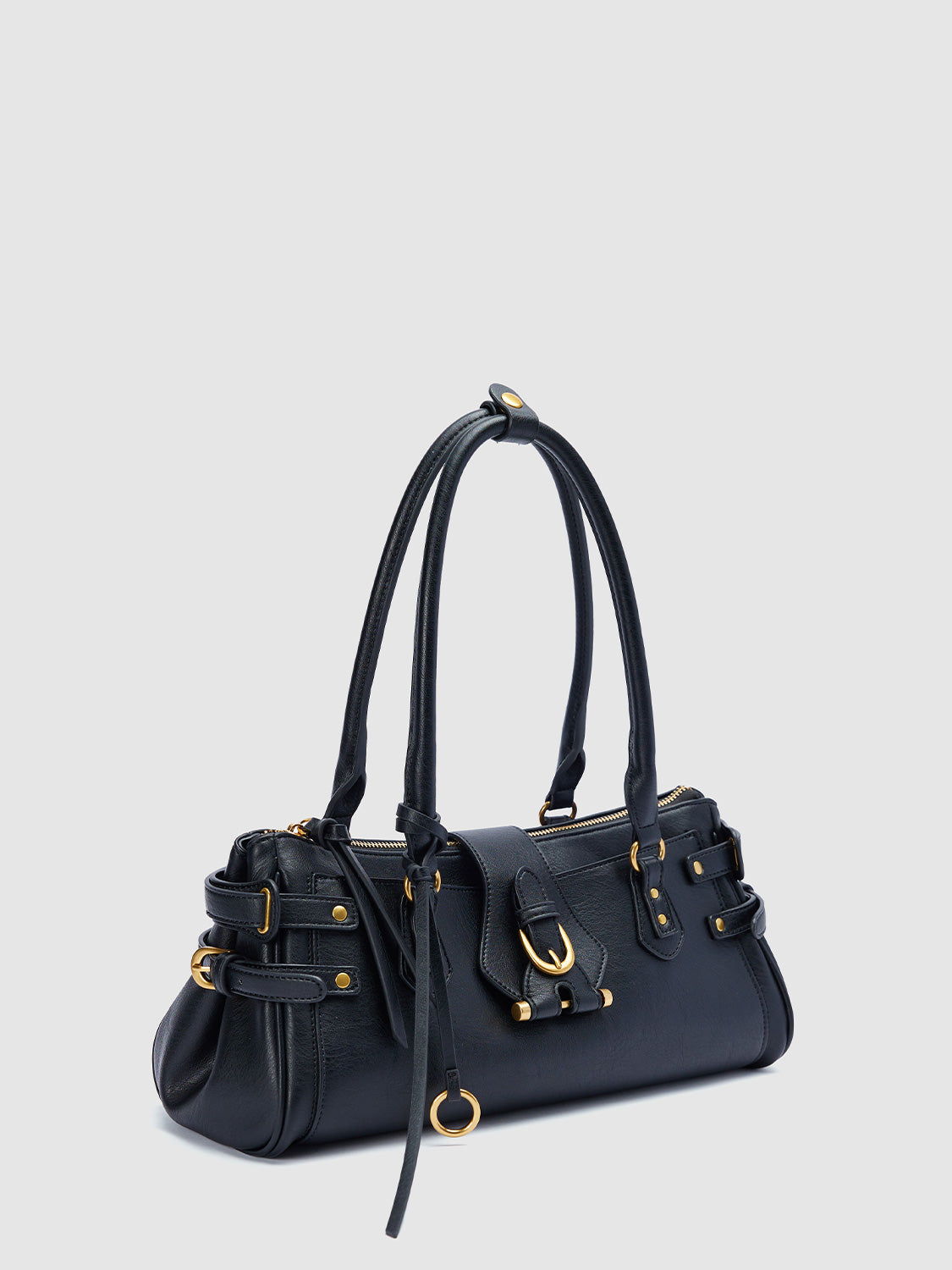Metal Detail Bowling Shoulder Bags