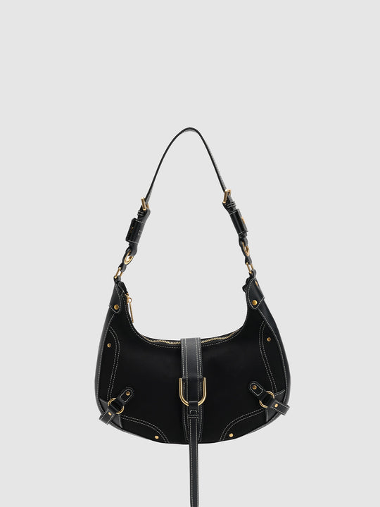Buckle Detail Crescent Shoulder Bags