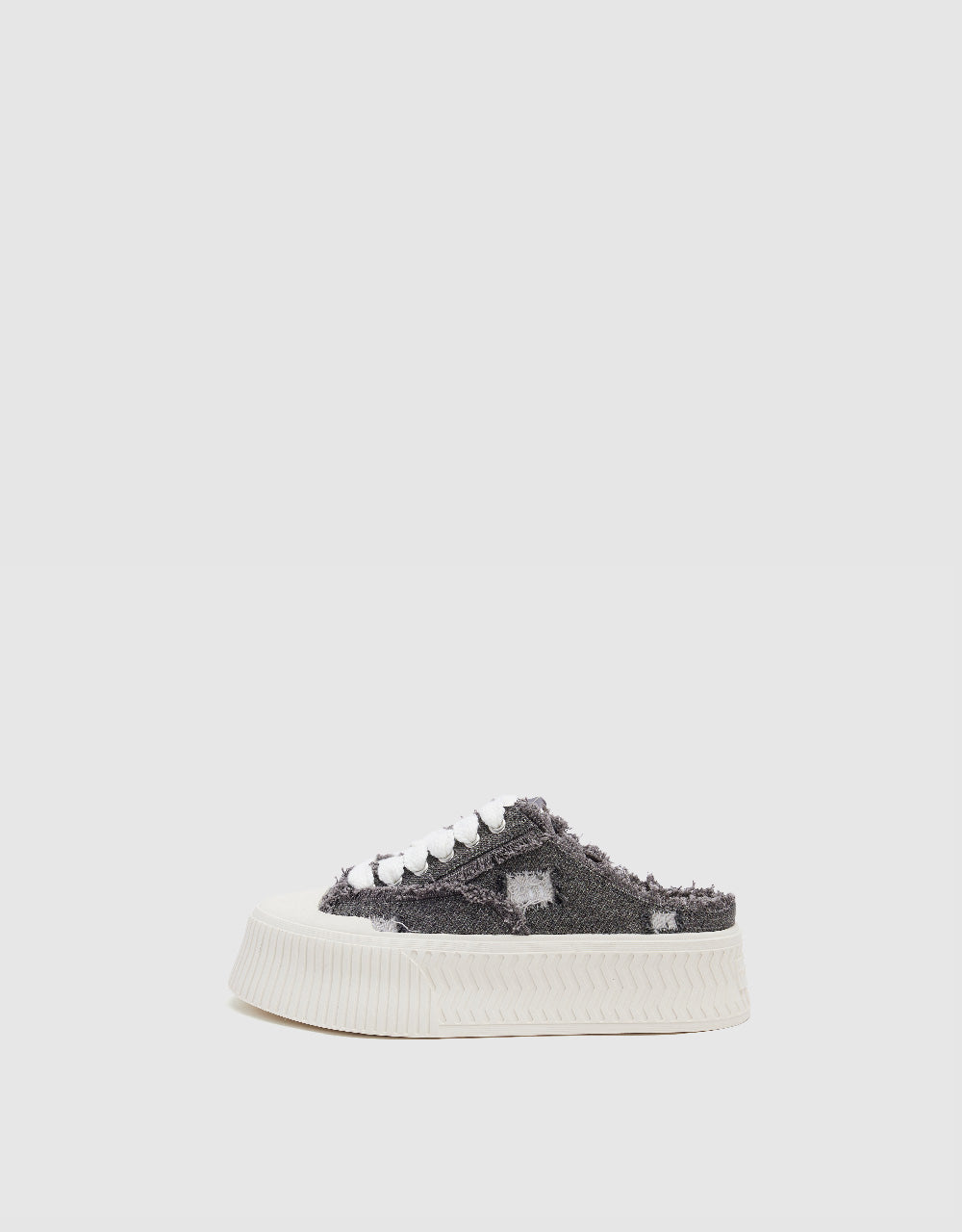 Raw Hem Denim Round Toe Slippers