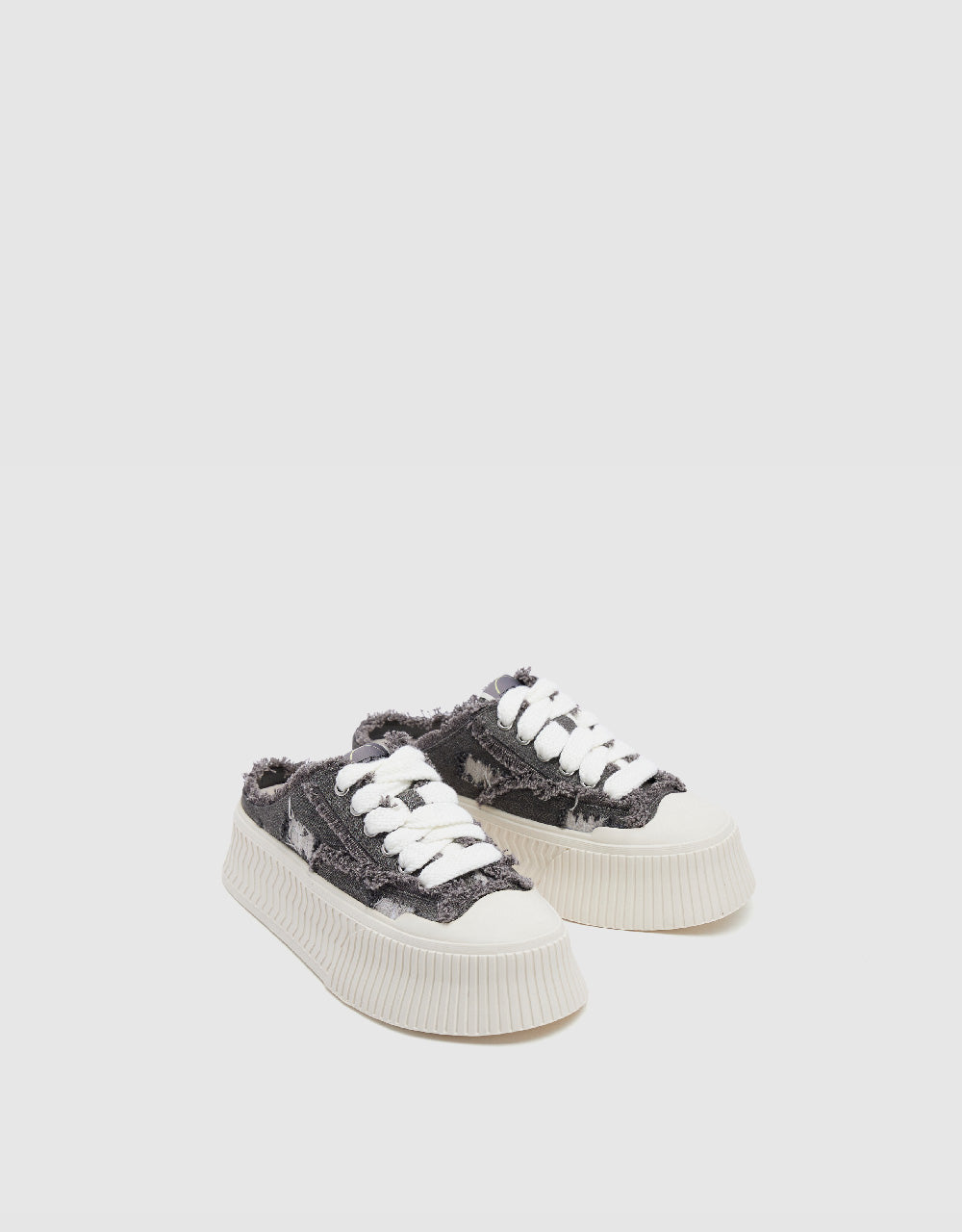 Raw Hem Denim Round Toe Slippers
