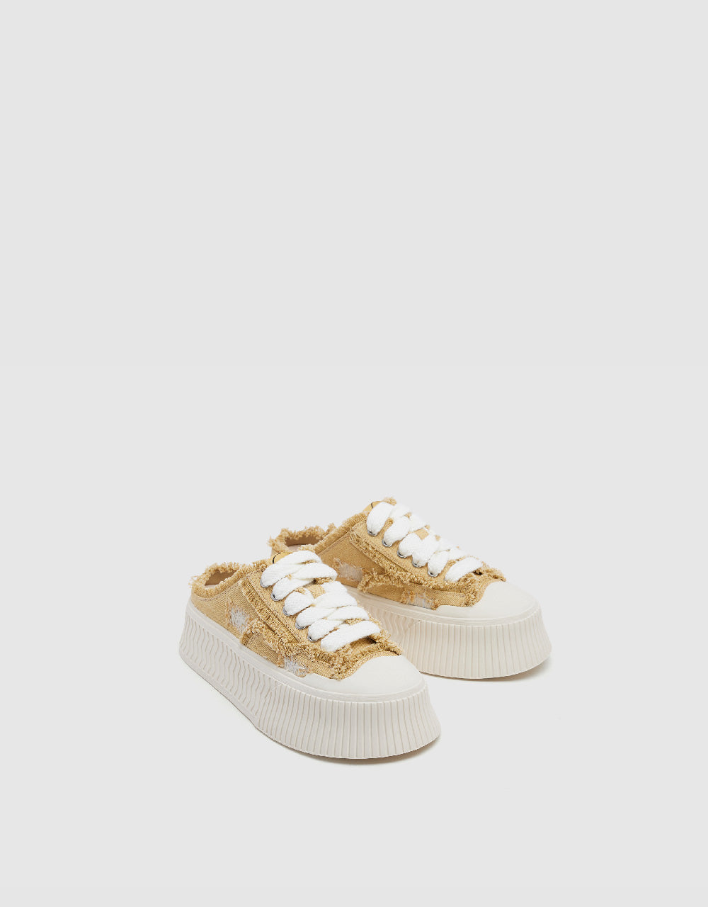 Raw Hem Denim Round Toe Slippers