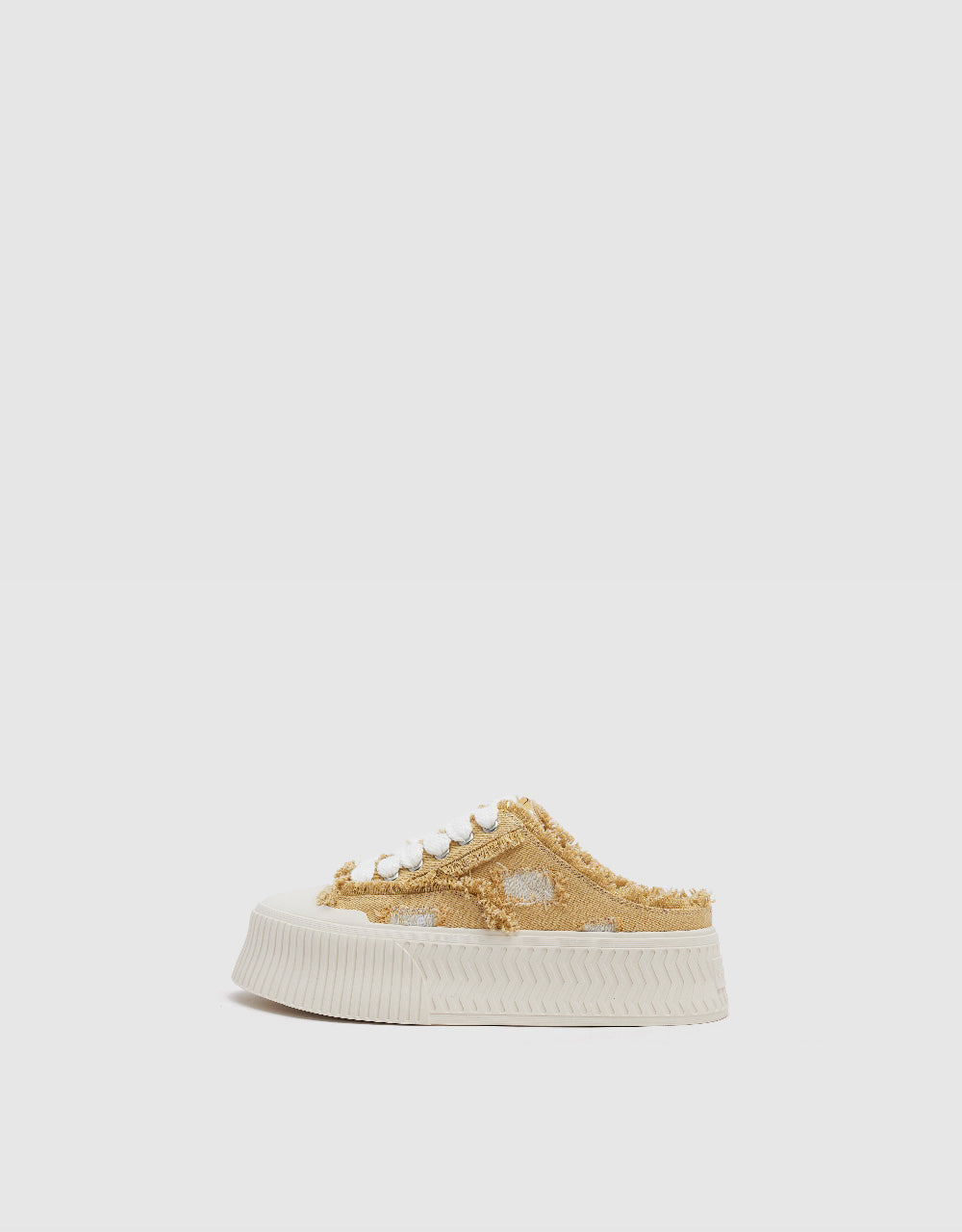 Raw Hem Denim Round Toe Slippers