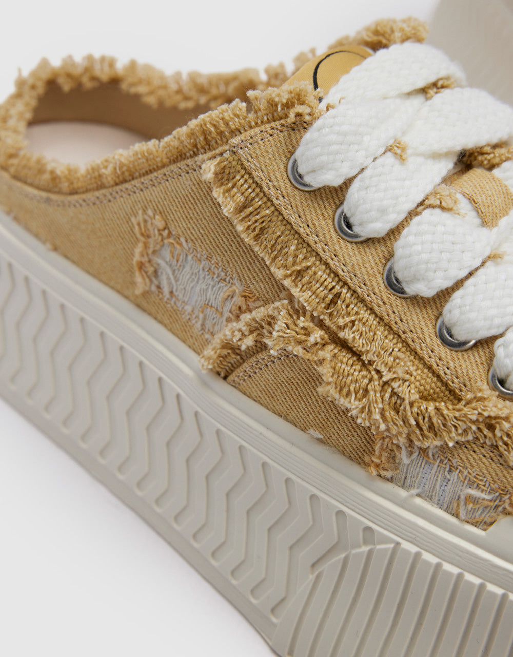 Raw Hem Denim Round Toe Slippers