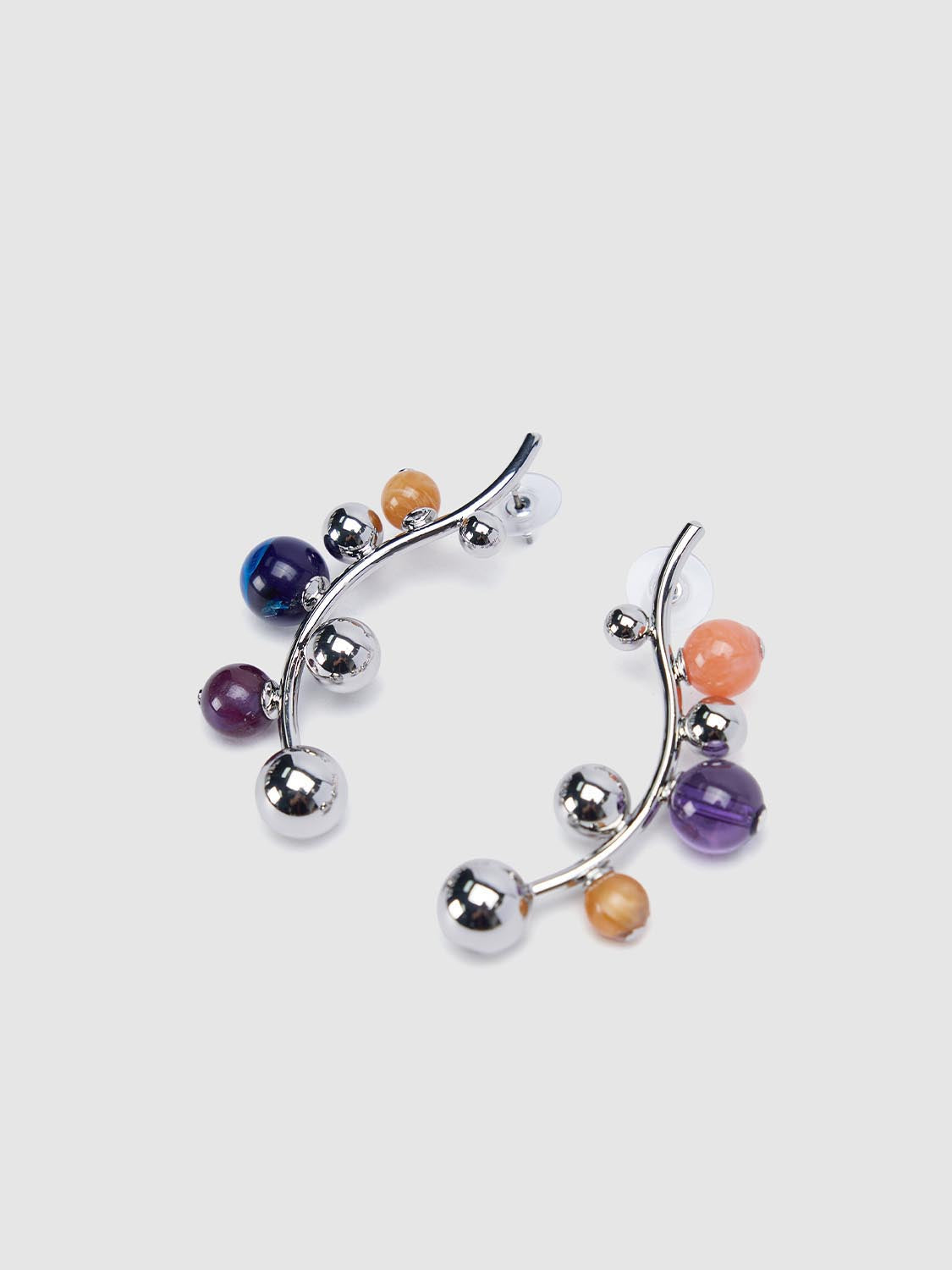 Metal Stone Drop Titanium Earrings