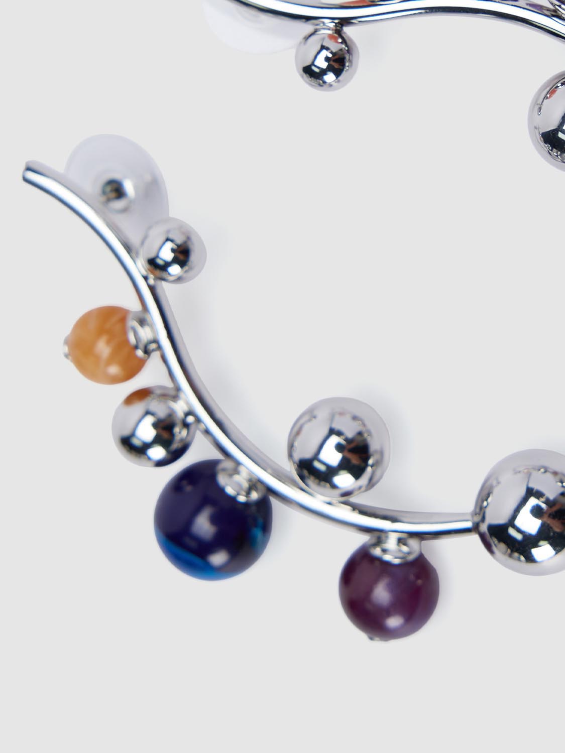 Metal Stone Drop Titanium Earrings